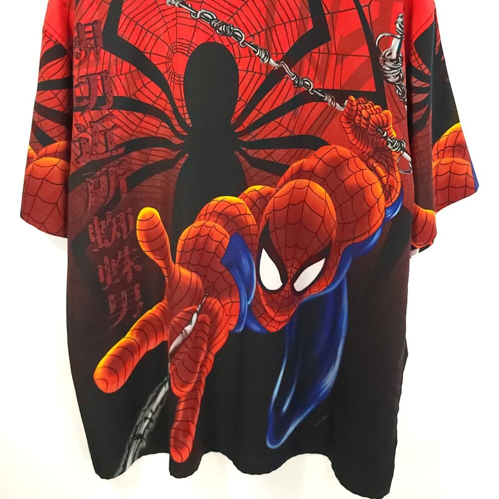 Vintage Spiderman Shirt Men's Large Black Red Button Front Changes Marvel 00s - Picture 7 of 9